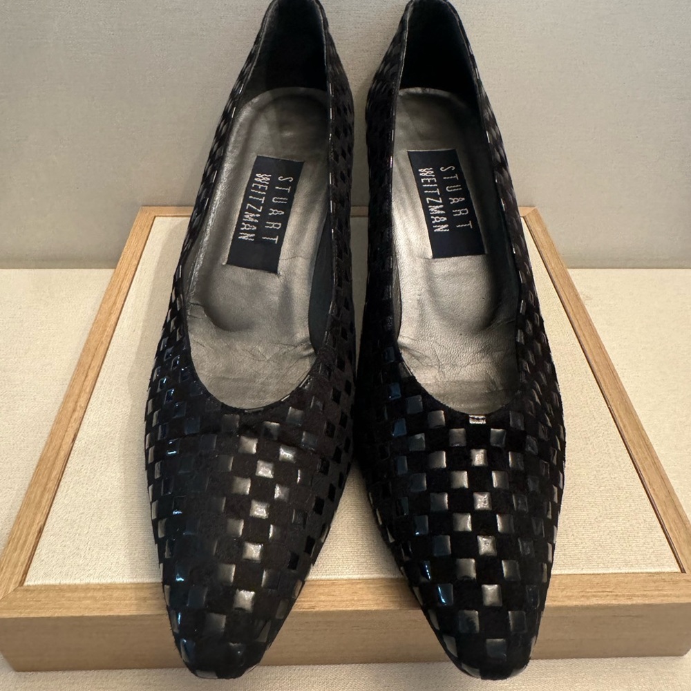 Stuart Weitzman Black Suede & Patton Leather